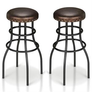 home square casta rustic faux leather nailhead bar stool in bronze - set of 2