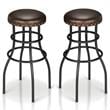 Home Square Casta Rustic Faux Leather Nailhead Bar Stool in Bronze - Set of 2