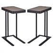 Home Square Industrial Metal Adjustable Side Table in Sand Black - Set of 2
