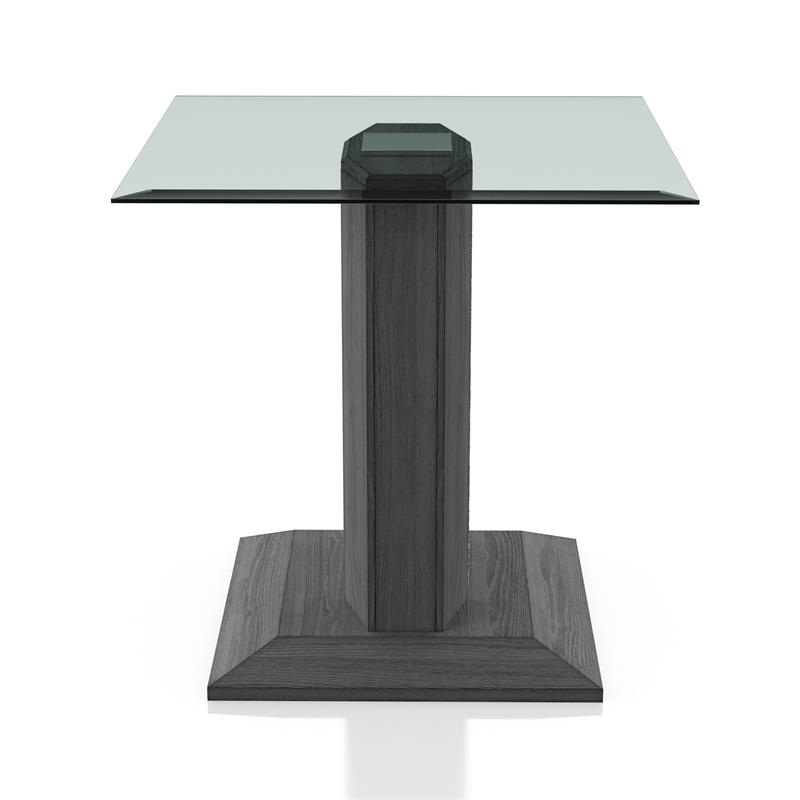 Home Square Syracuse Wood and Glass End Table with LED Light in Gray - Set of 2