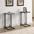 Home Square Rustic Metal C-Shaped Side Table in Antique White - Set of 2