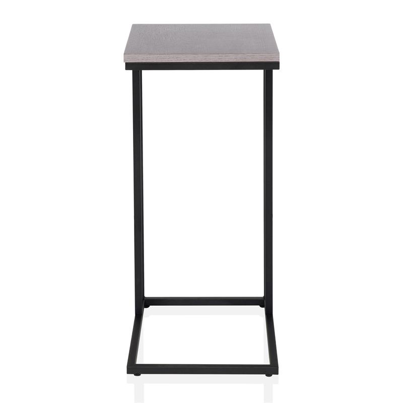 Home Square Rustic Metal C-Shaped Side Table in Antique White - Set of 2