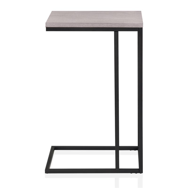 Home Square Rustic Metal CShaped Side Table in Antique White Set of