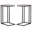Home Square Rustic Metal C-Shaped Side Table in Antique White - Set of 2