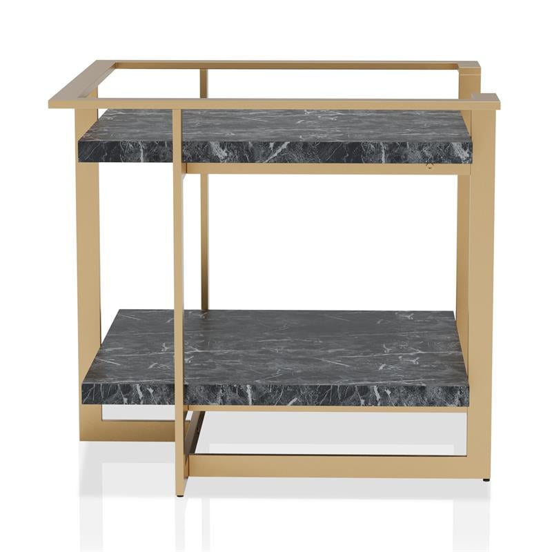 Home Square Meliman Contemporary Metal 1-Shelf End Table in Gold - Set of 2