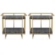 Home Square Meliman Contemporary Metal 1-Shelf End Table in Gold - Set of 2