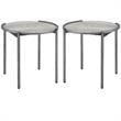 Home Square Mordicai Metal Round End Table in Light Gray - Set of 2