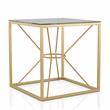 Home Square Cevelle Contemporary Glass Top End Table in Gold - Set of 2