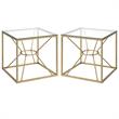 Home Square Cevelle Contemporary Glass Top End Table in Gold - Set of 2