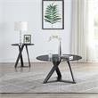 Home Square Hetra Contemporary Glass Top End Table in Black - Set of 2