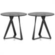 Home Square Hetra Contemporary Glass Top End Table in Black - Set of 2