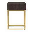 Home Square Giffore Wood 1-Drawer Side Table in Walnut and Gold - Set of 2