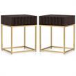Home Square Giffore Wood 1-Drawer Side Table in Walnut and Gold - Set of 2