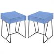 Home Square Eva Contemporary Metal 1-Drawer End Table in Blue - Set of 2