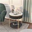Home Square Timi Wood 1-Drawer End Table in Dark Walnut and White - Set of 2