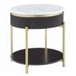 Home Square Timi Wood 1-Drawer End Table in Dark Walnut and White - Set of 2
