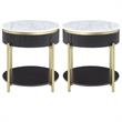 Home Square Timi Wood 1-Drawer End Table in Dark Walnut and White - Set of 2