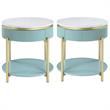 Home Square Timi Wood 1-Drawer End Table in Green and White - Set of 2