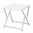 Home Square Mergo Wood Square End Table in Chrome and White - Set of 2