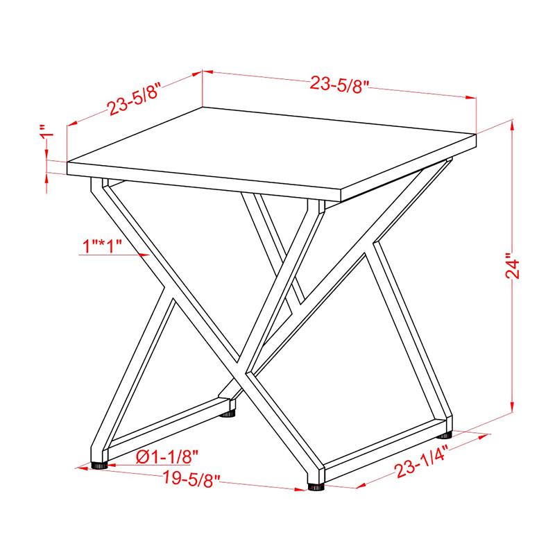 Home Square Mergo Wood Square End Table in Chrome and White - Set of 2