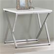 Home Square Mergo Wood Square End Table in Chrome and White - Set of 2