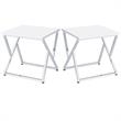 Home Square Mergo Wood Square End Table in Chrome and White - Set of 2