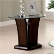Home Square Lantler Round Glass Top End Table in Dark Cherry - Set of 2