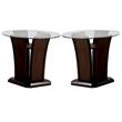 Home Square Lantler Round Glass Top End Table in Dark Cherry - Set of 2
