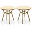 Home Square Limi Aluminum Round Patio Side Table in Natural Tone - Set of 2