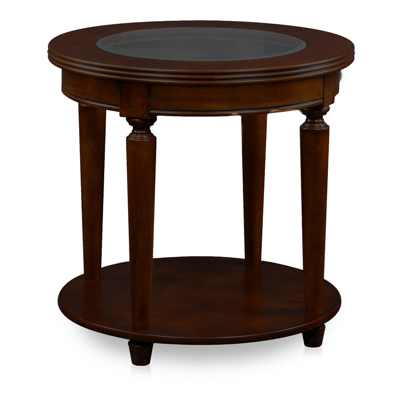 Home Square Transitional Wood 1-Shelf End Table in Dark Cherry - Set of 2