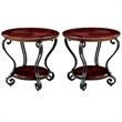 Home Square Azea Traditional Wood 1-Shelf End Table in Brown Cherry - Set of 2
