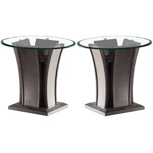 home square lantler round glass top end table in gray - set of 2
