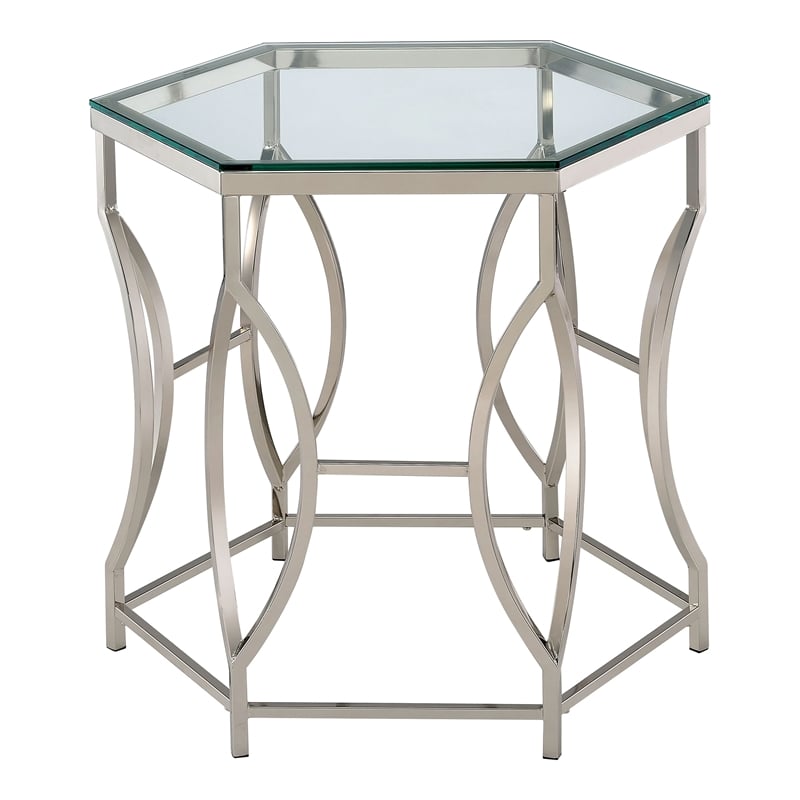 Home Square Annette Contemporary Metal End Table in Chrome - Set of 2