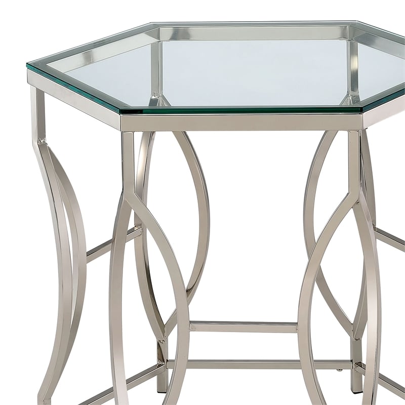 Home Square Annette Contemporary Metal End Table in Chrome - Set of 2