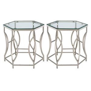 home square annette contemporary metal end table in chrome - set of 2