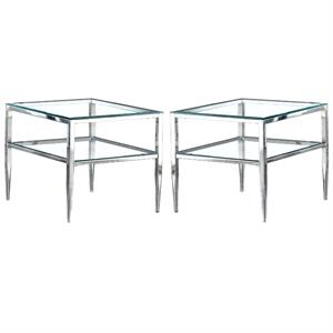 home square venzini square metal end table in chrome - set of 2