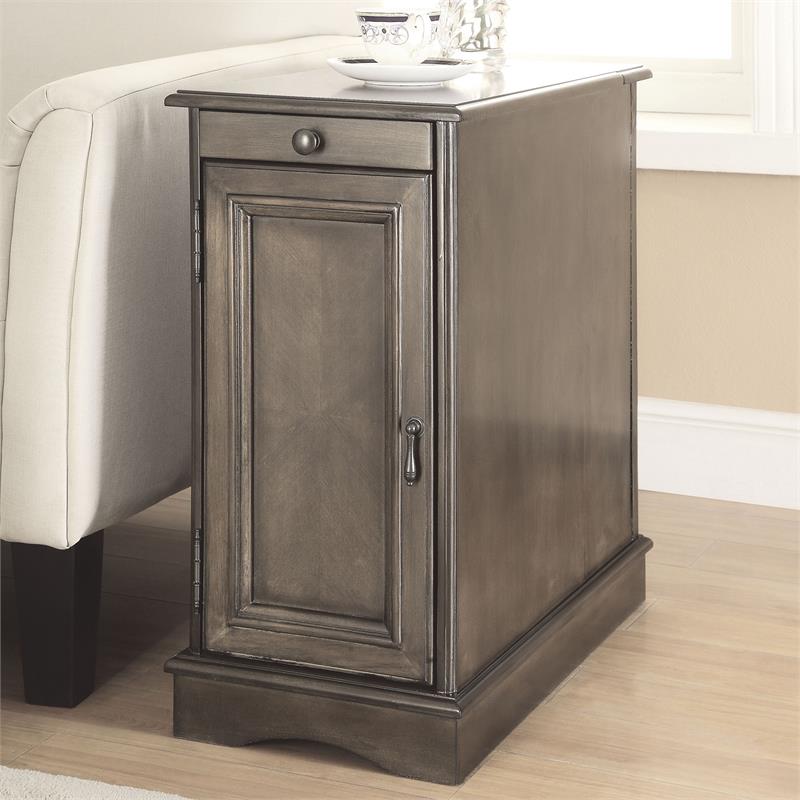 Home Square Daren I Transitional Wood Storage End Table in Gray - Set of 2