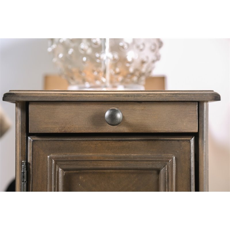 Home Square Daren I Transitional Wood Storage End Table in Gray - Set of 2