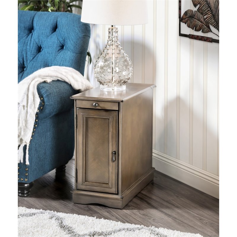 Home Square Daren I Transitional Wood Storage End Table in Gray - Set of 2