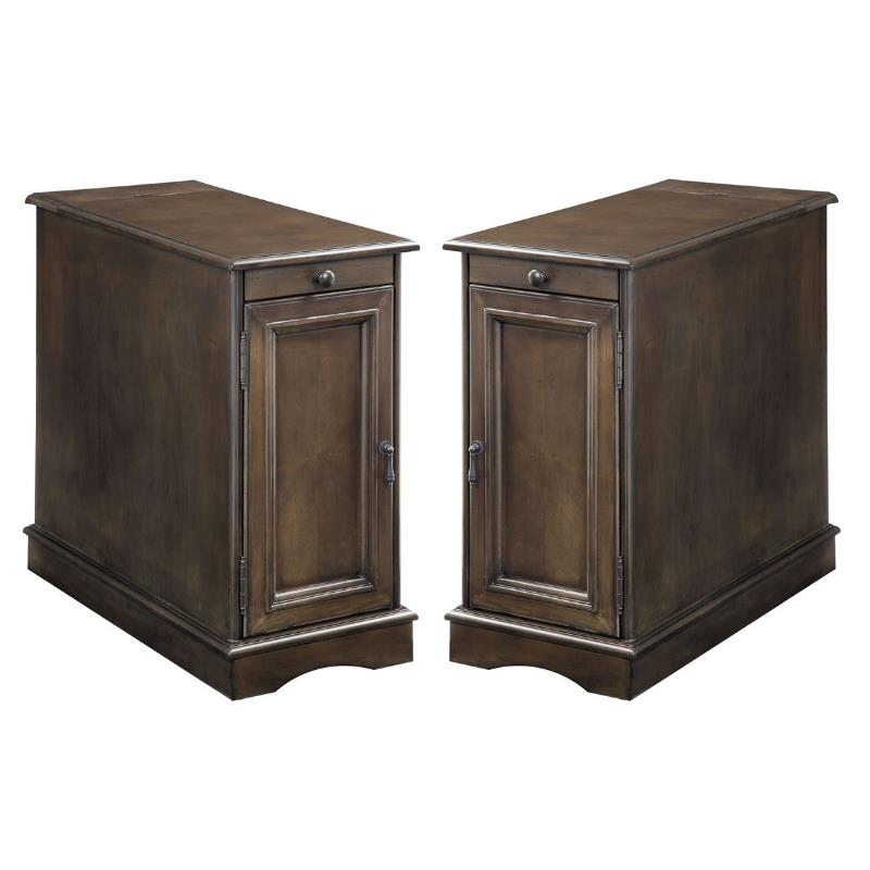 Home Square Daren I Transitional Wood Storage End Table in Gray - Set of 2