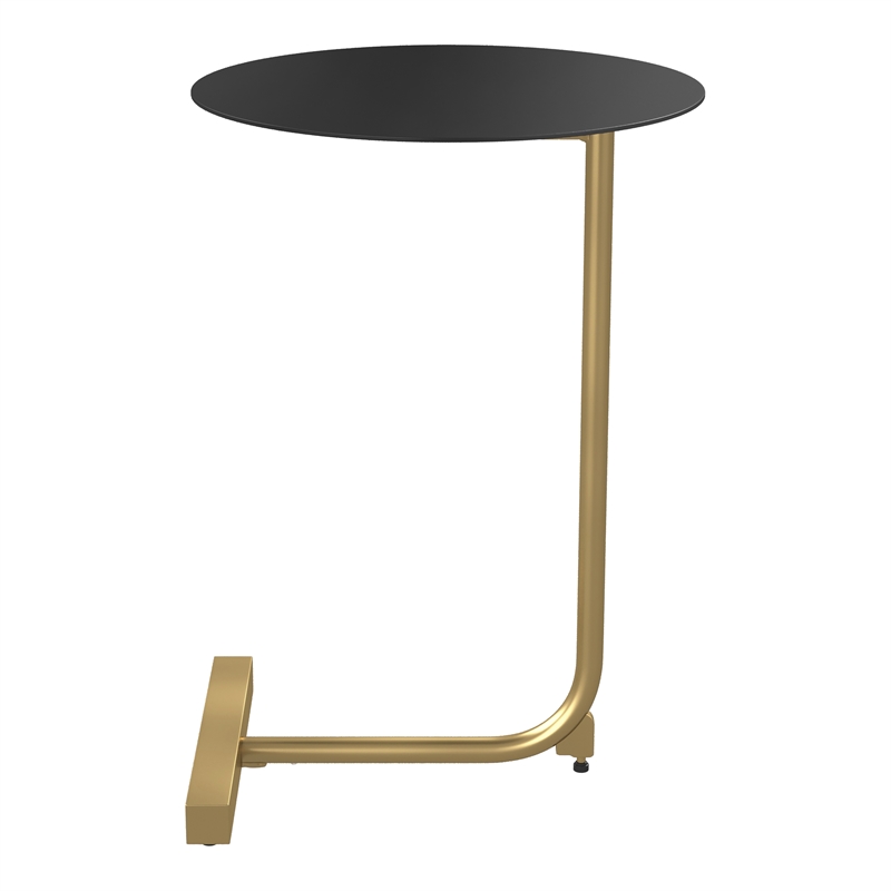 Home Square Aldovera Metal Round Side Table in Black and Gold - Set of 2
