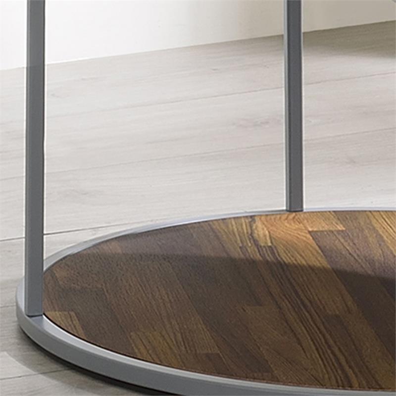 Home Square Marquesa Contemporary Wood Round End Table in Gray - Set of 2