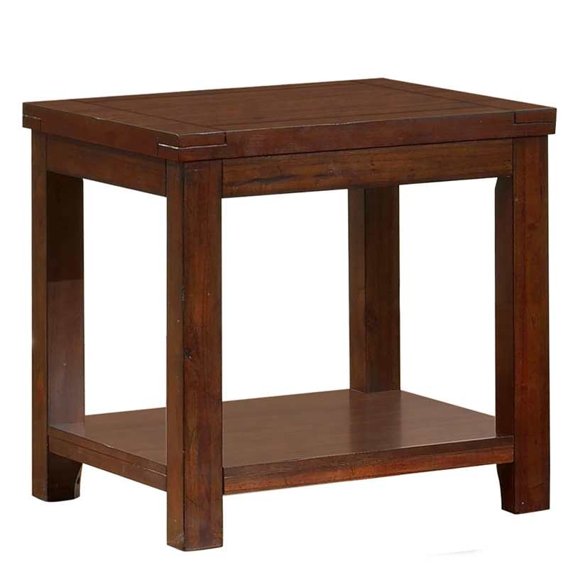 Home Square Granger Transitional Wood 1-Shelf End Table in Cherry - Set of 2