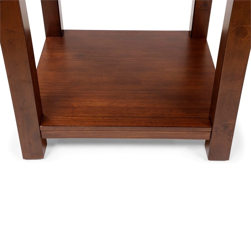 Home Square Granger Transitional Wood 1-Shelf End Table in Cherry - Set of 2