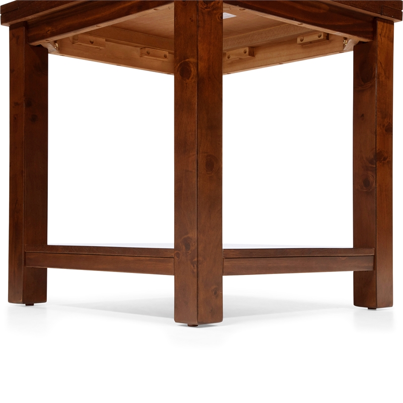Home Square Granger Transitional Wood 1-Shelf End Table in Cherry - Set of 2