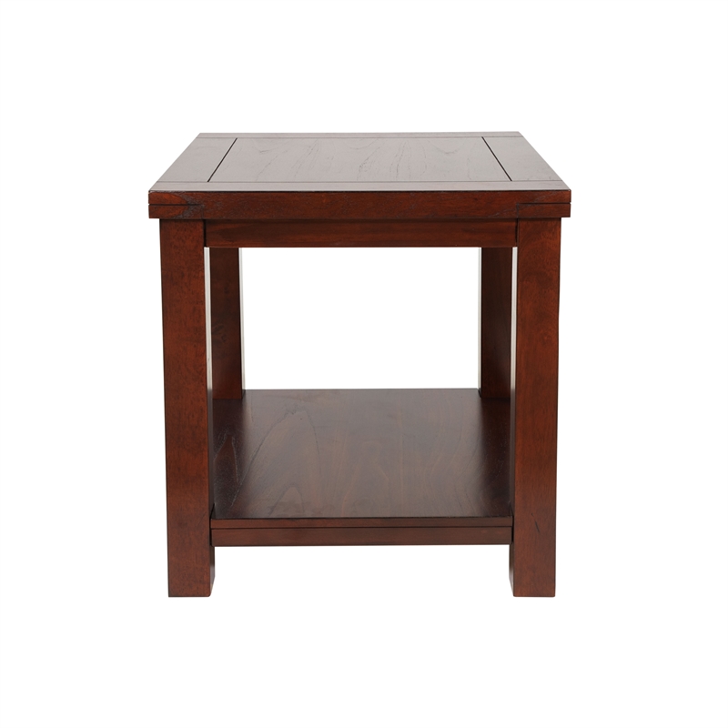 Home Square Granger Transitional Wood 1-Shelf End Table in Cherry - Set of 2
