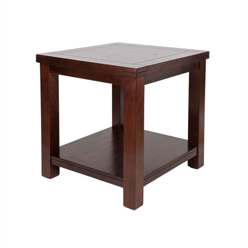 Home Square Granger Transitional Wood 1-Shelf End Table in Cherry - Set of 2