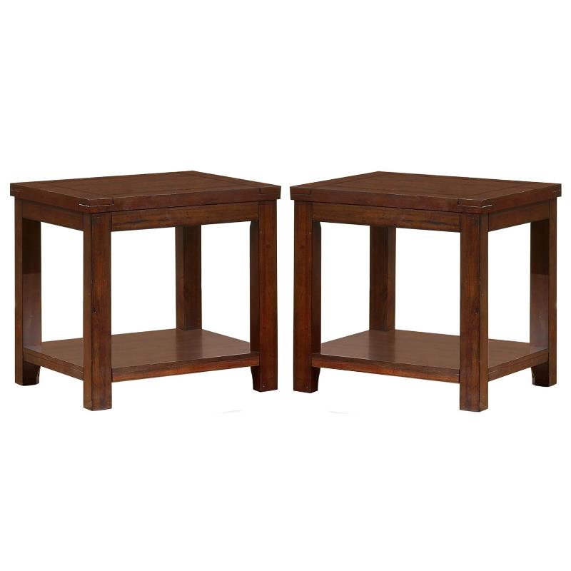 Home Square Granger Transitional Wood 1-Shelf End Table in Cherry - Set of 2