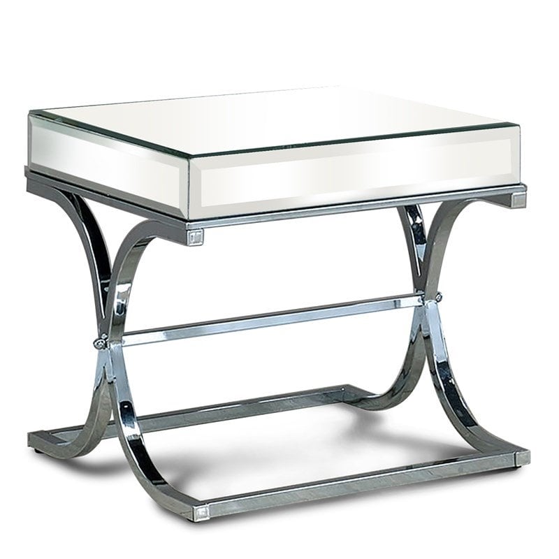 Home Square Xander Contemporary Metal Square End Table in Chrome - Set of 2