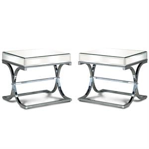 home square xander contemporary metal square end table in chrome - set of 2
